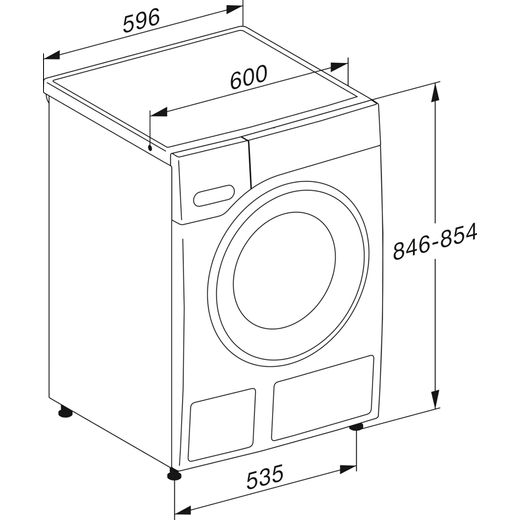 Miele W1 WSA123 WCS 8kg Washing Machine with 1400 rpm - White - Dimensions